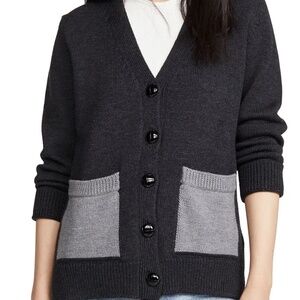 GANNI Patch Pocket Wool Knit Cardigan XS